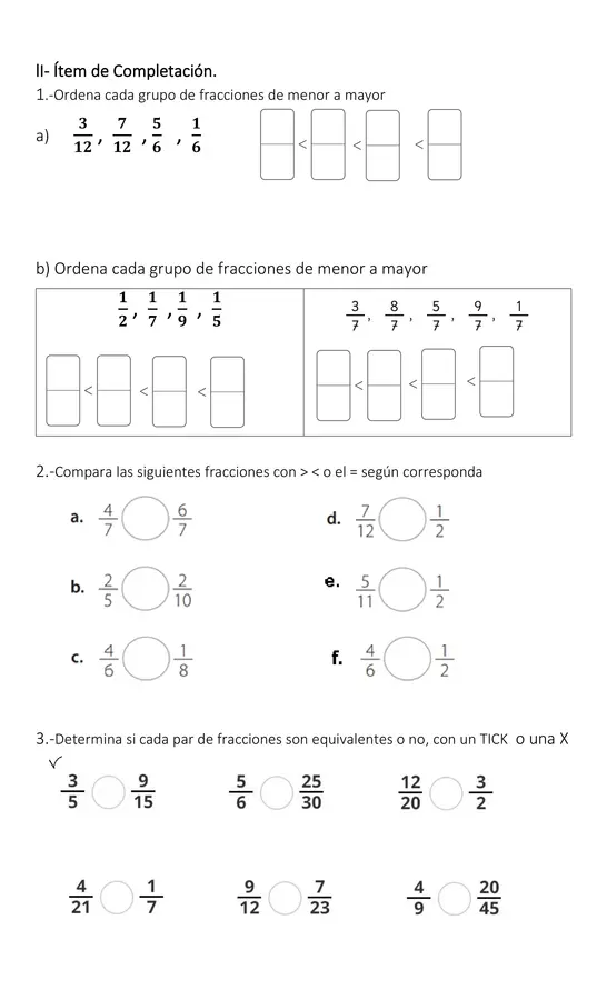 Evaluación Números y operaciones 