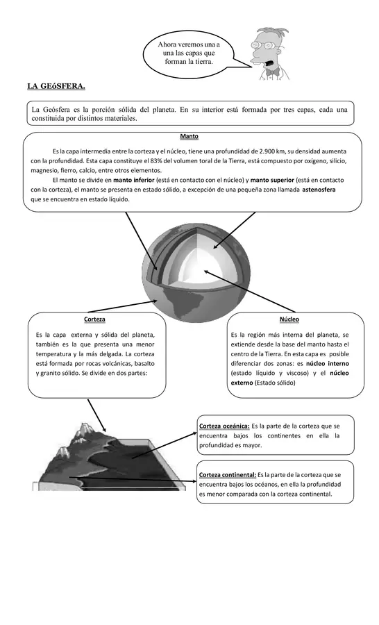 Guia de trabajo 6° Básico " Las capas de la Tierra"