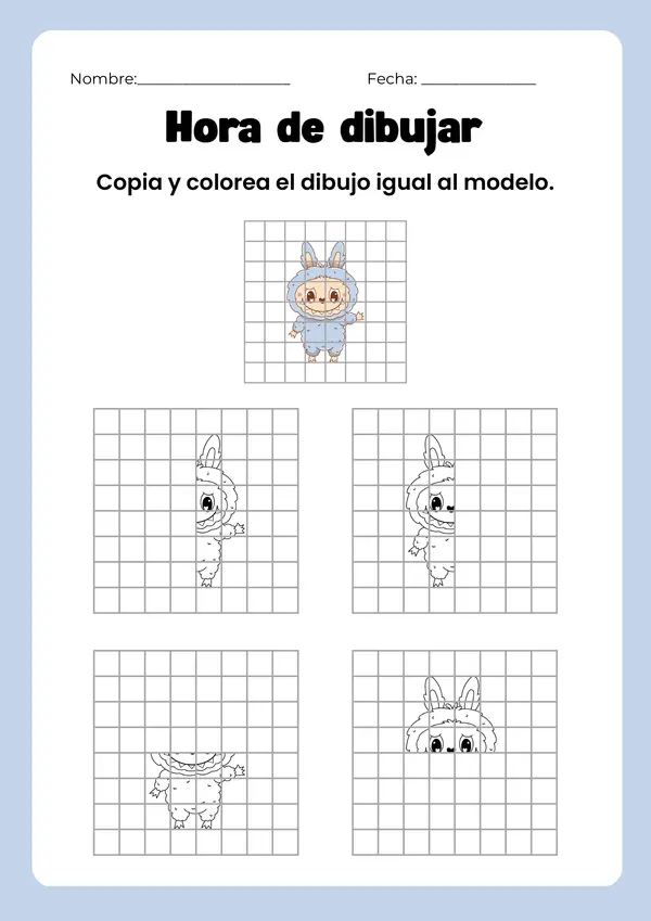 simetría y trazos temática Labubus