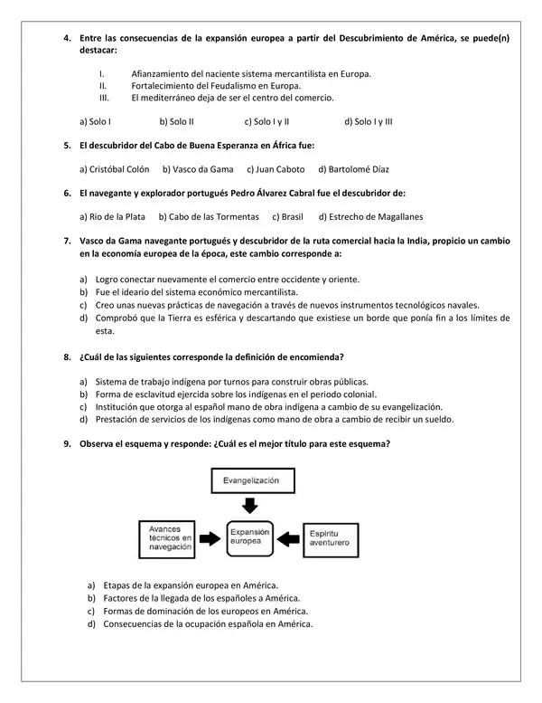 Evaluación N° 3: “Exploración, descubrimiento y conquista de América”