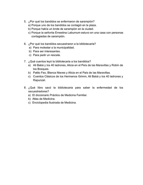 El secuestro de la bibliotecaria, prueba