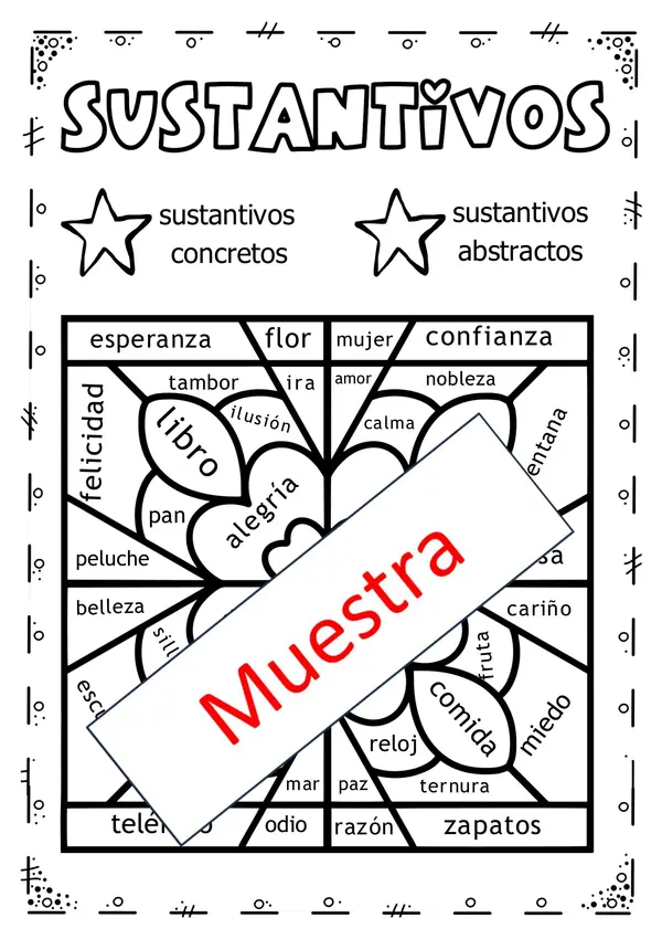 Mandalas  sustantivos concretos y sustantivos abstractos.