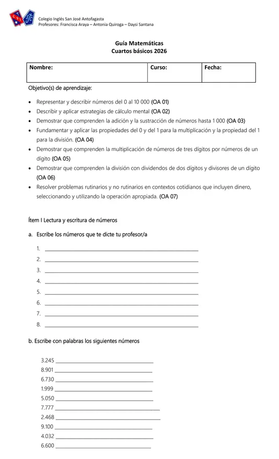 Guía de matemáticas