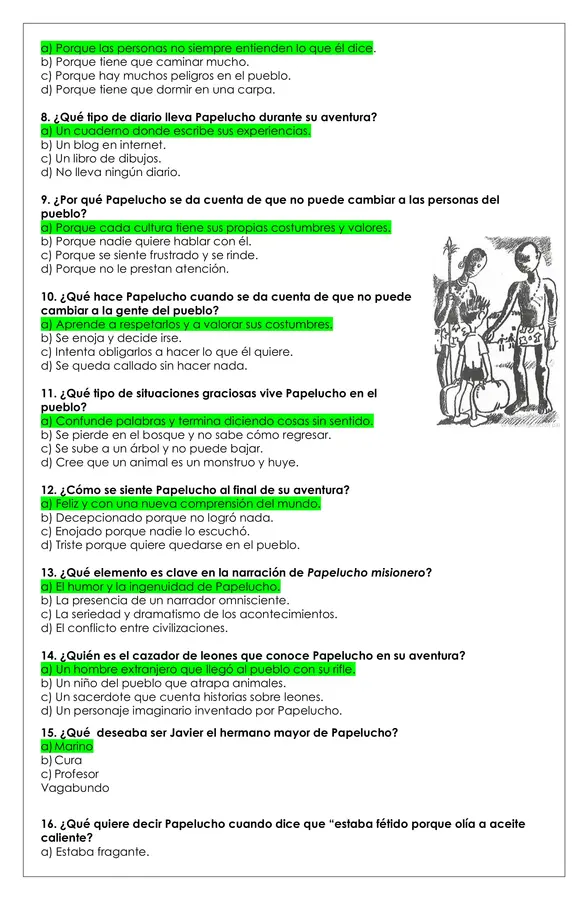 Prueba Lectura - Papelucho misionero