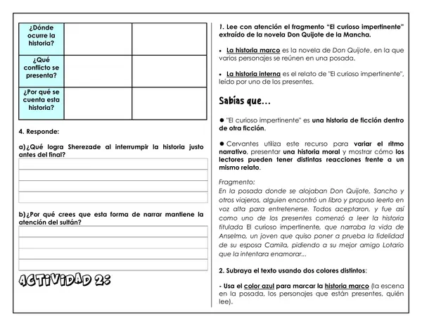 Guía de trabajo - Narración enmarcada