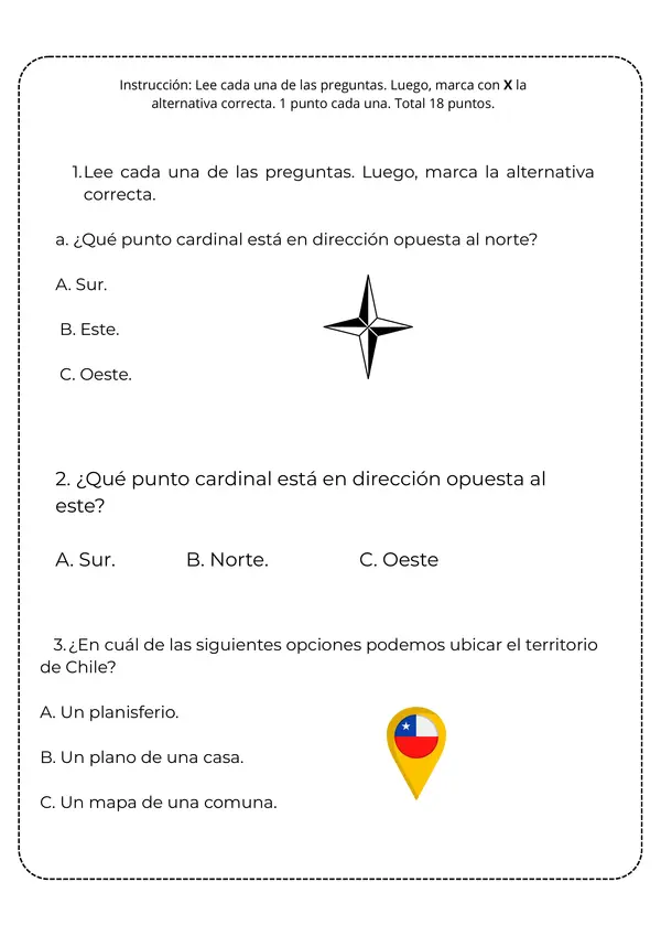 Prueba de geografía segundo años