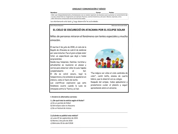 Guía de La Noticia 2° Básico"