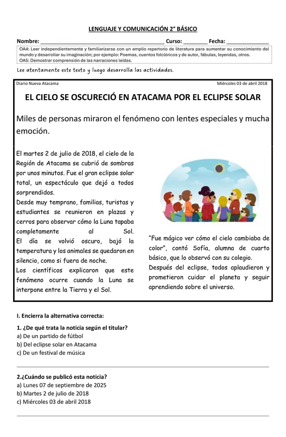 Guía de La Noticia 2° Básico"
