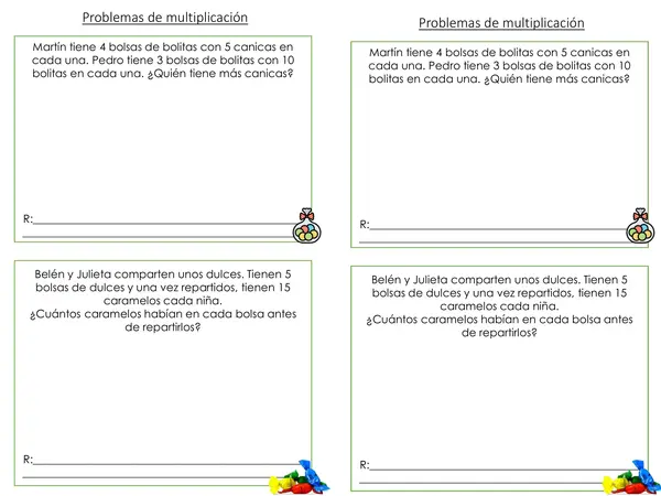 Hacer ahora: problemas de multiplicación