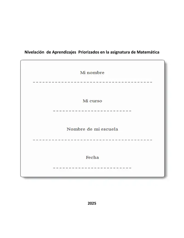 Proyecto Nivelación Matemática Primero OA 4