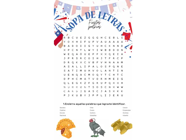 Sopa de Letras - Fiestas Patrias