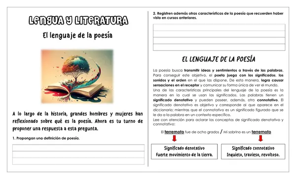 Guía de trabajo - El lenguaje de la poesía - 8° 