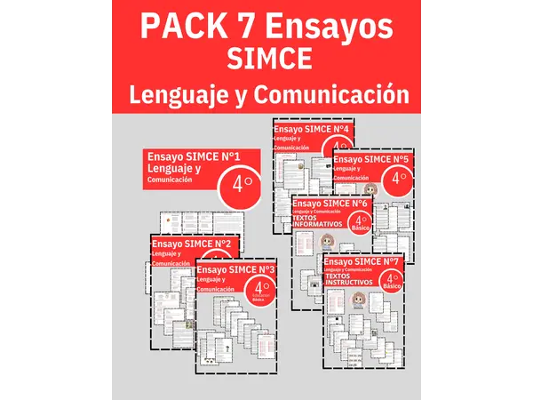 Pack de 7 Ensayos SIMCE de Lenguaje - 4° Básico