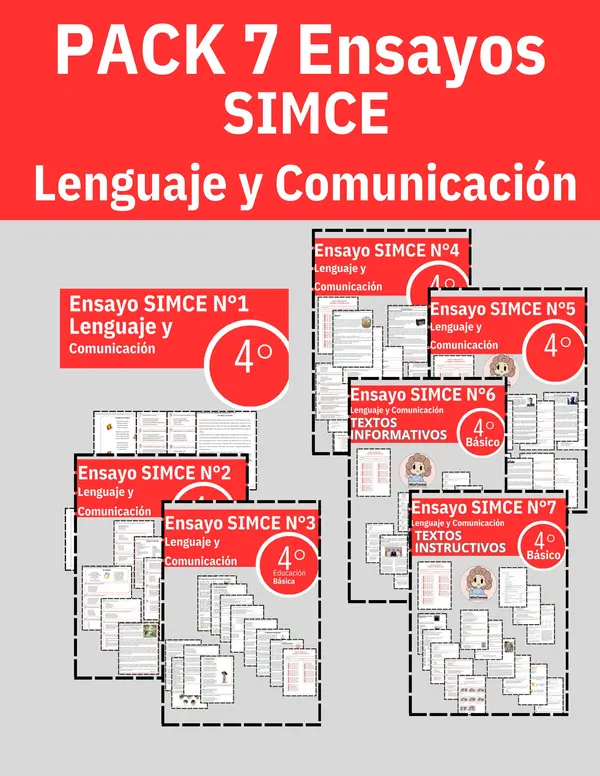 Pack de 7 Ensayos SIMCE de Lenguaje - 4° Básico