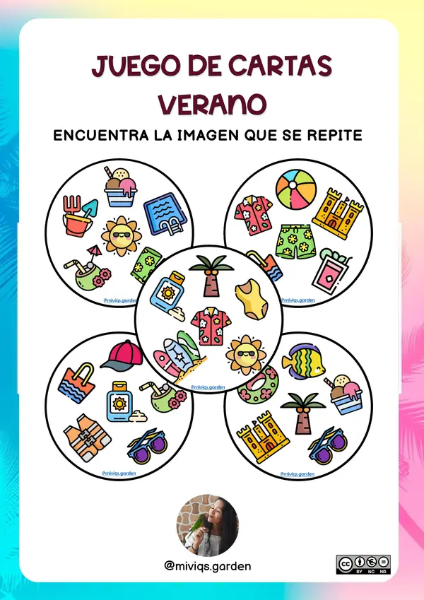 Juego de cartas de Verano (Dobble Spot It Game)