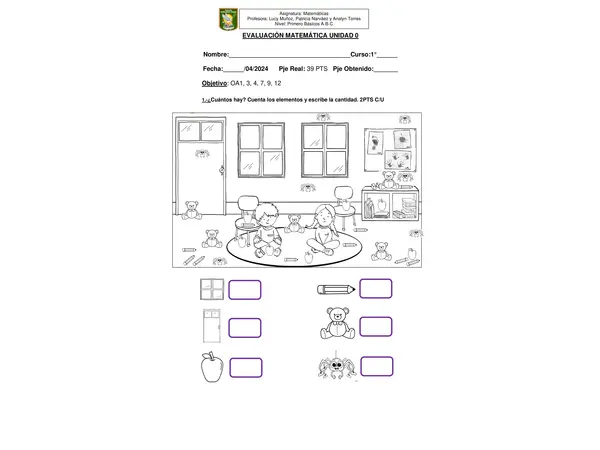 Números hasta el 10 Evaluación