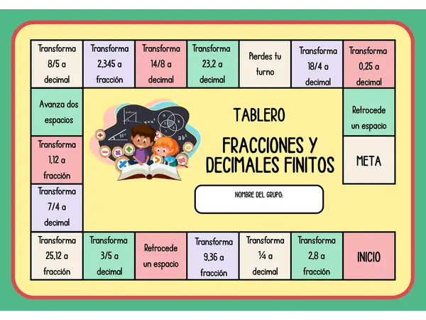 JUEGO DE MESA FRACCIONES Y DECIMALES FINITOS
