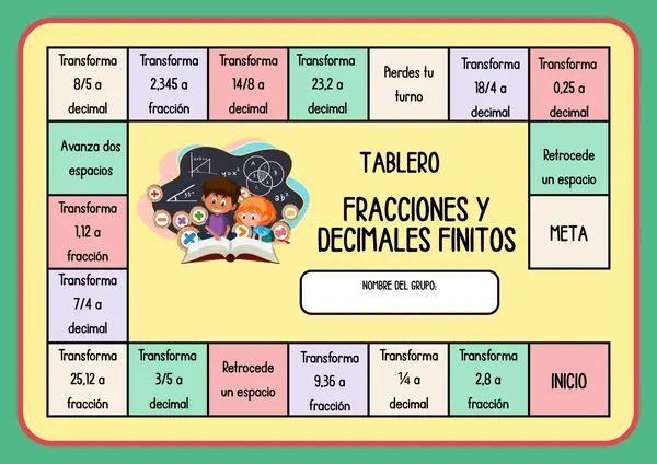 JUEGO DE MESA FRACCIONES Y DECIMALES FINITOS