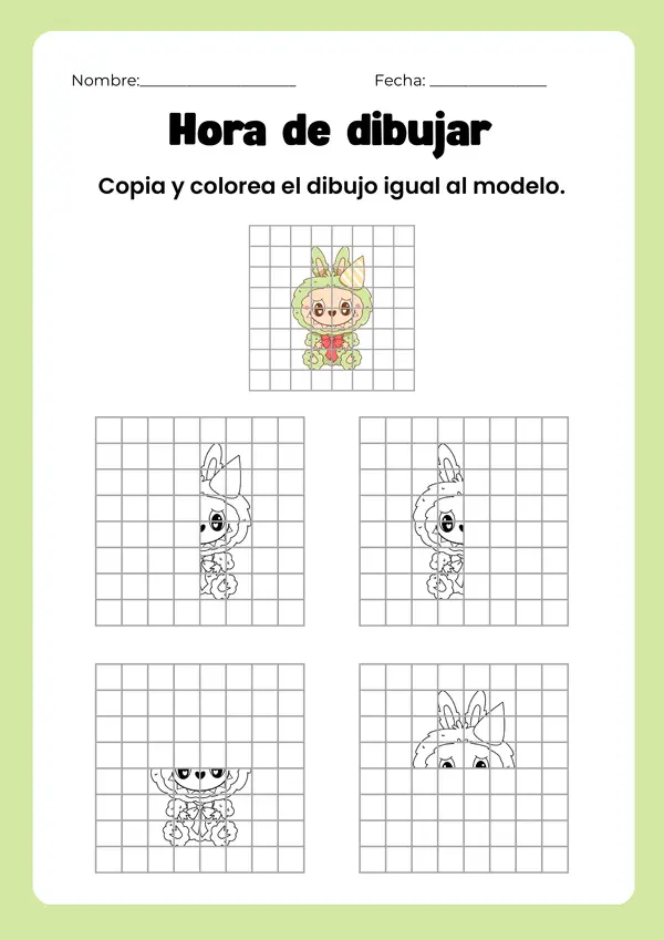 simetría y trazos temática Labubus