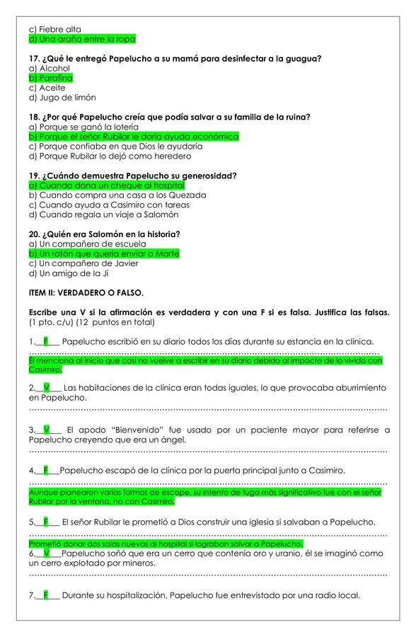 Prueba Lectura - Papelucho en la clínica