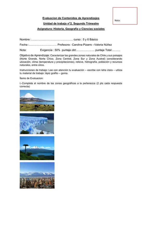 evaluacion de historia de 5-6