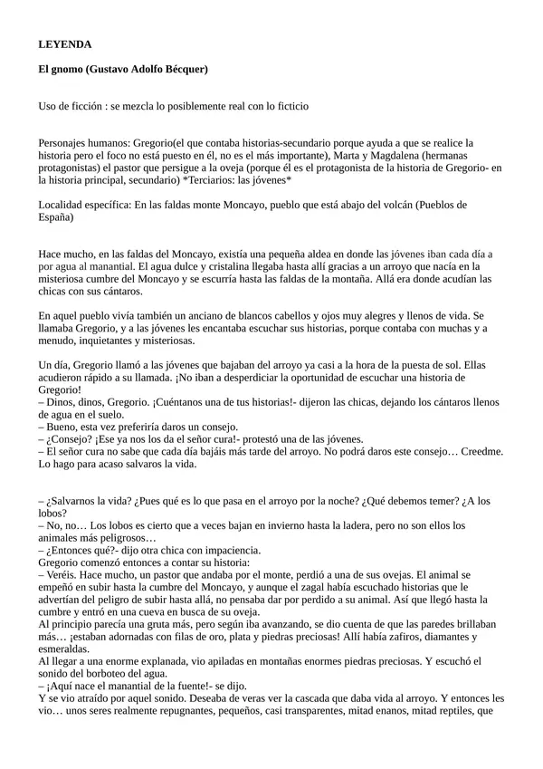 Leyenda el gnomo análisis educación básica