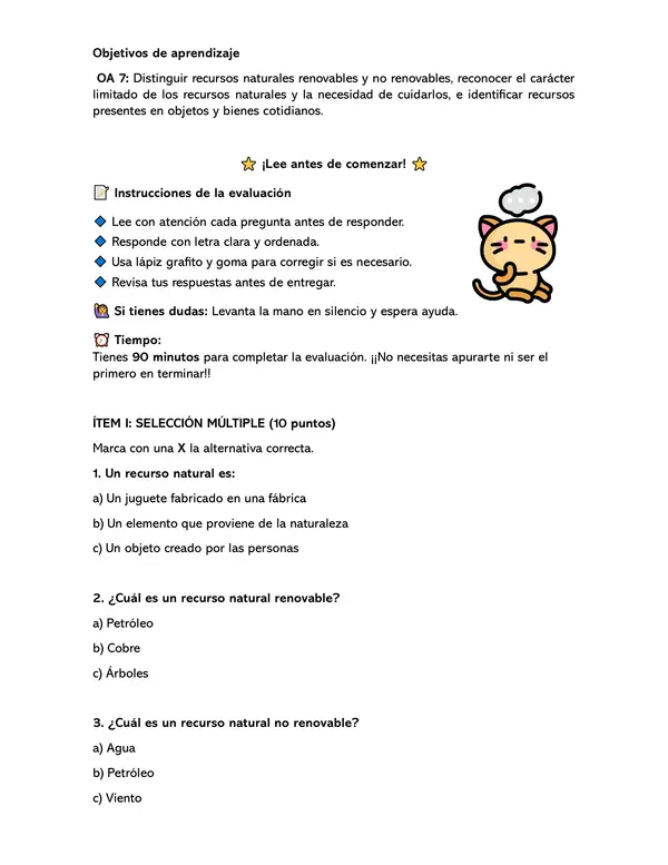 Evaluación “Recursos naturales de América: renovables y no renovables”