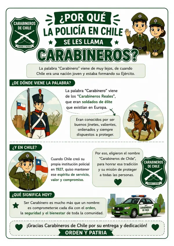 Póster educativo: ¿Por qué se llaman Carabineros en Chile?