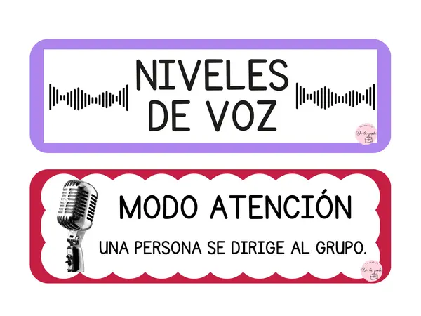 Niveles de Voz para el Aula + Flecha Indicadora (Gestión del Ruido)