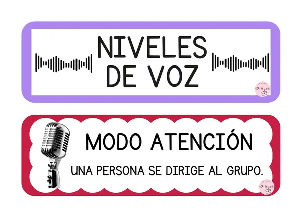Niveles de Voz para el Aula + Flecha Indicadora (Gestión del Ruido)