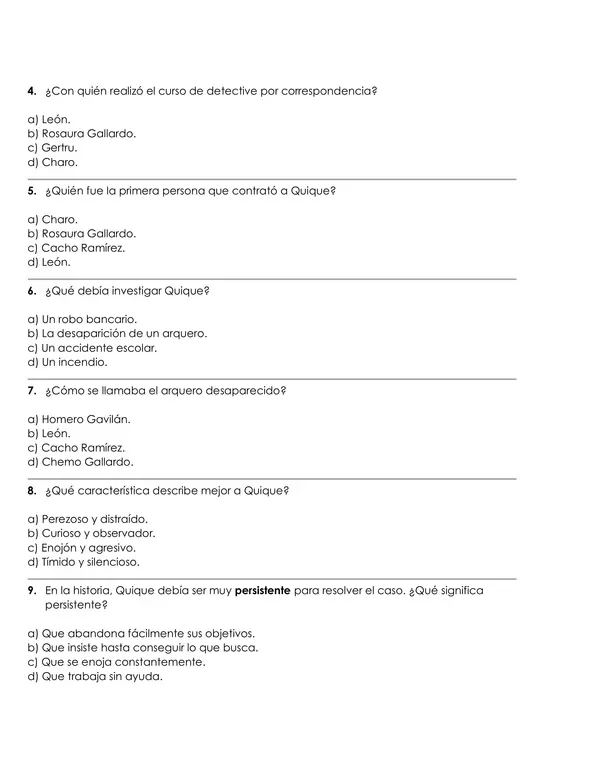 Evaluación "Quique Hache, detective" | Word Editable | OA 4 | Incluye Pauta de Corrección