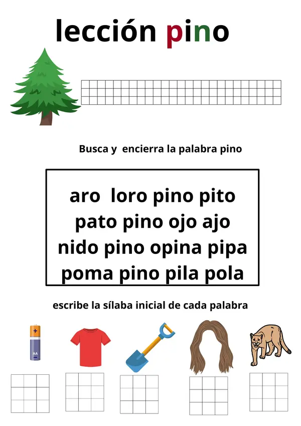 Repaso lecciones Matte Loro, pino, nido  y pato