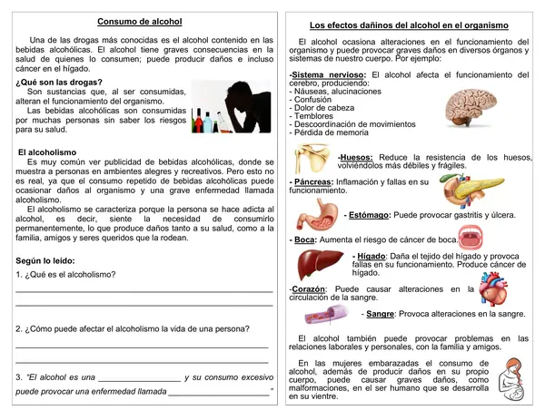 Guía de ciencias 4°año "Consumo y efectos del alcohol"