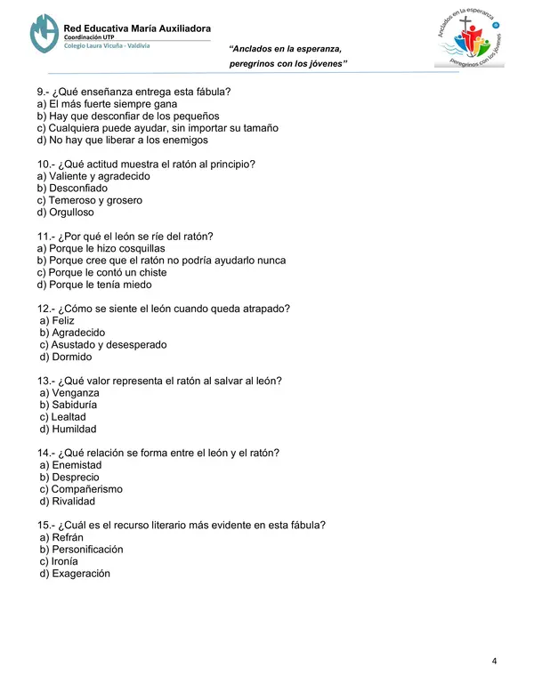 Evaluación fábulas, conjugación de verbos y pronombres interrogativos y exclamativos - 6° Básico