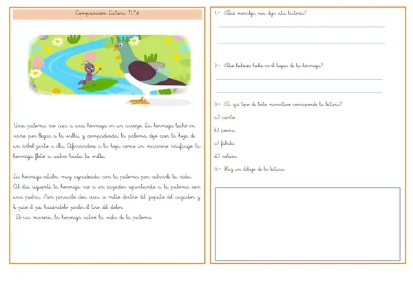Comprensión lectura la fabula 2