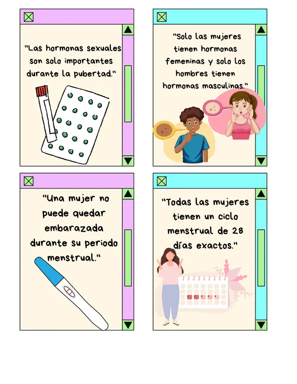 Tarjetas Mitos sobre la sexualidad