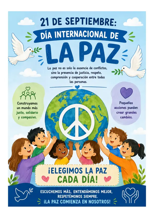 21 de Septiembre – Día Internacional de la Paz | Póster Educativo Imprimible
