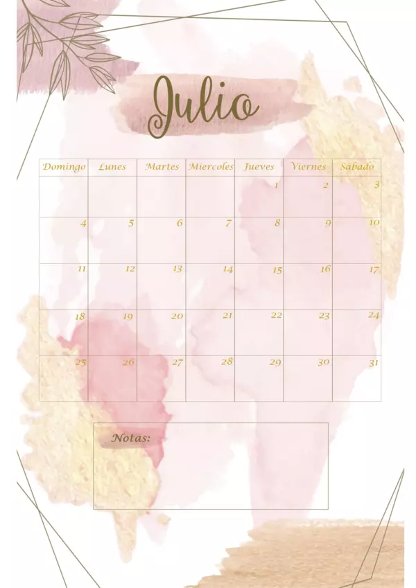 Calendario Julio.