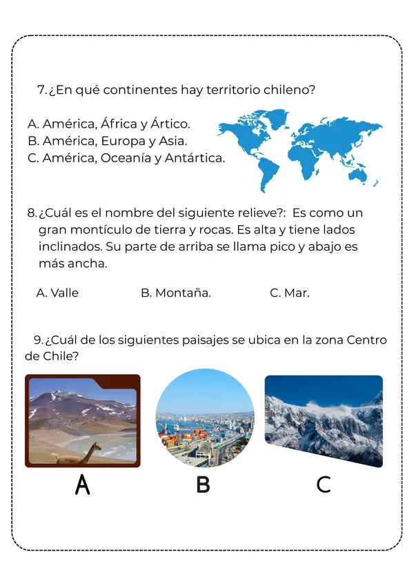 Prueba de geografía segundo años