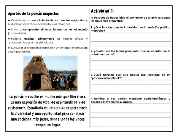 Guía de trabajo - La poesía mapuche