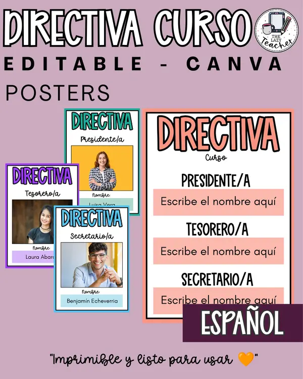 POSTERS PARA LA DIRECTIVA DE CURSO - LINK EDITABLE EN CANVA