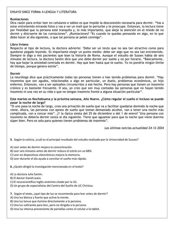 Ensayo Simce II° Medio-Forma 4