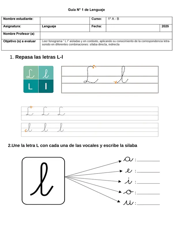 Guía de la letra L