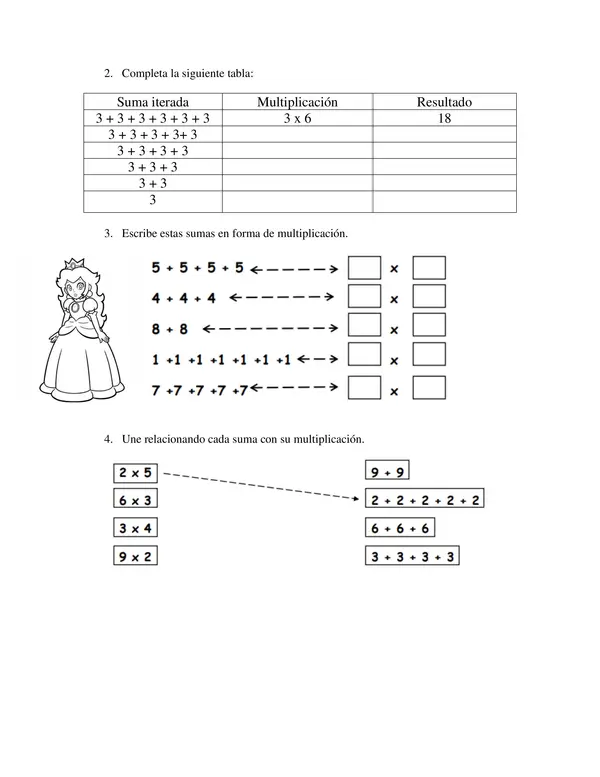 Multiplicación como suma iterada Guía de ejercicios
