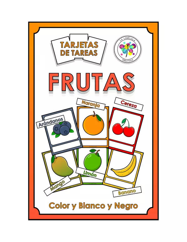 Tarjetas de tareas Frutas Comida Saludable Recortar Color