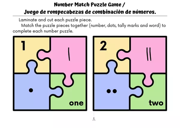Number Match Puzzle Game /  Juego de rompecabezas de combinación de números.
