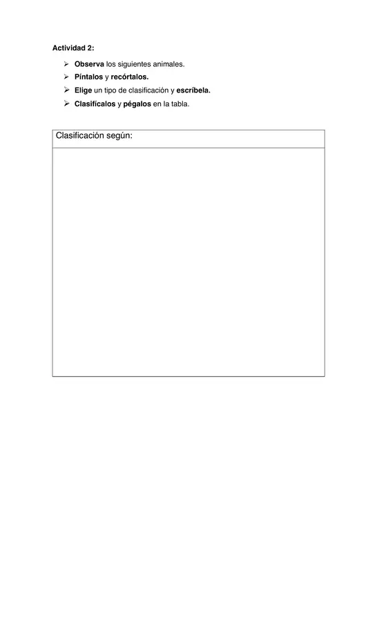 Guia de trabajo Clasificacion de animales, CIENCIAS, PRIMERO BASICO