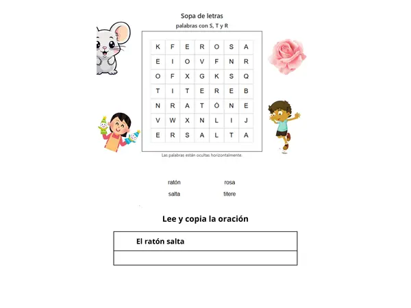 actividad consonantes s,t, r.