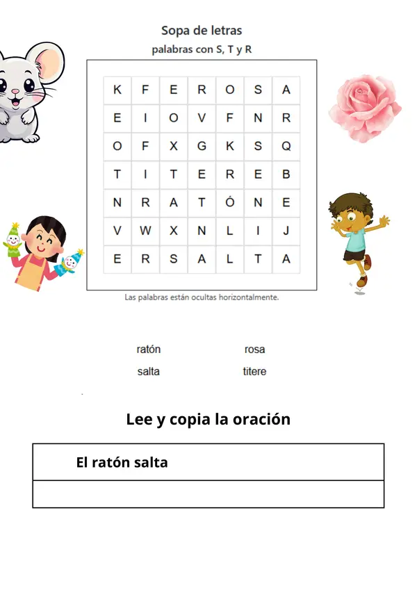 actividad consonantes s,t, r.