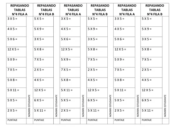 tabla de multiplicar 5